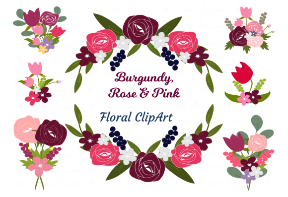 Burgundy Maroon Pink Floral Roses