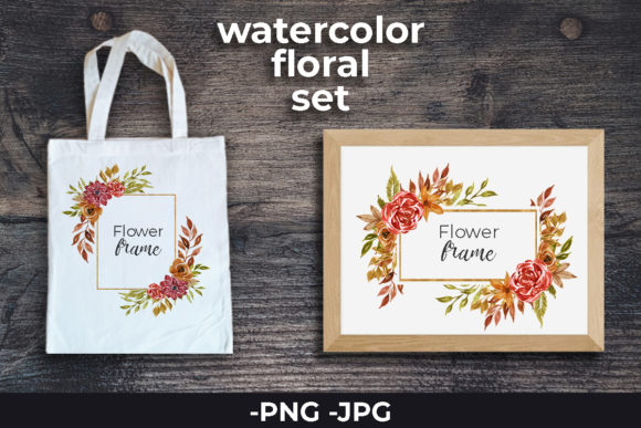 Designing with High-Resolution Watercolor Autumnal Floral Frames and Individual Elements