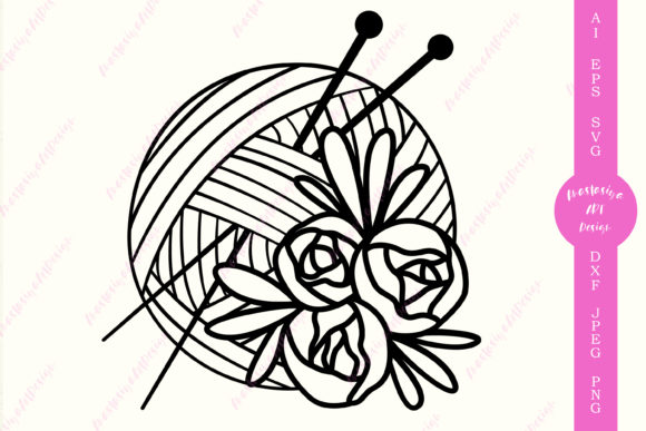 Elevating Fiber Arts Branding with Floral Knitting Yarn Ball Clipart