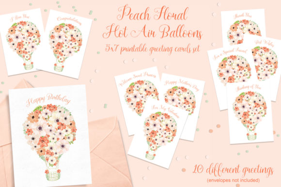 Evaluating the Peach Floral Hot Air Balloons Cards Set for Personal Greetings