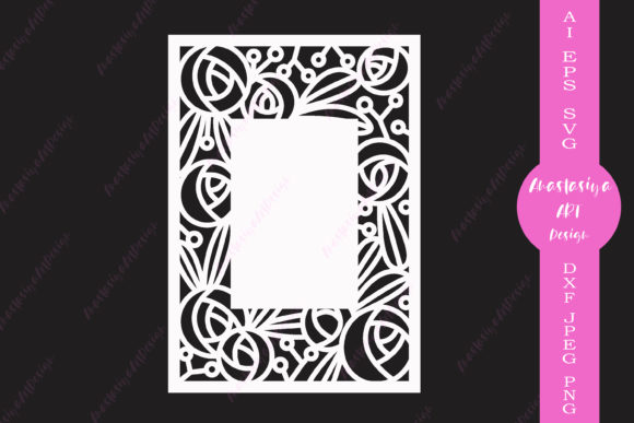 Floral Card Roses Frame: Digital Cut Files