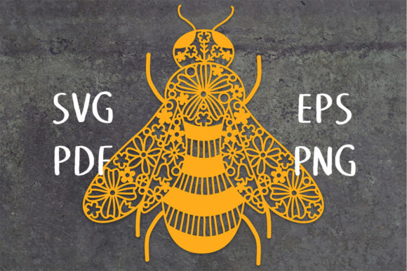 Floral Honey Bee Cut File for Creative Projects