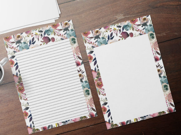 Floral Stationary, Lined Unlined Pages for Creative Writing and Organization