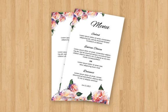 Watercolor Floral Wedding Menu Card Template Guide